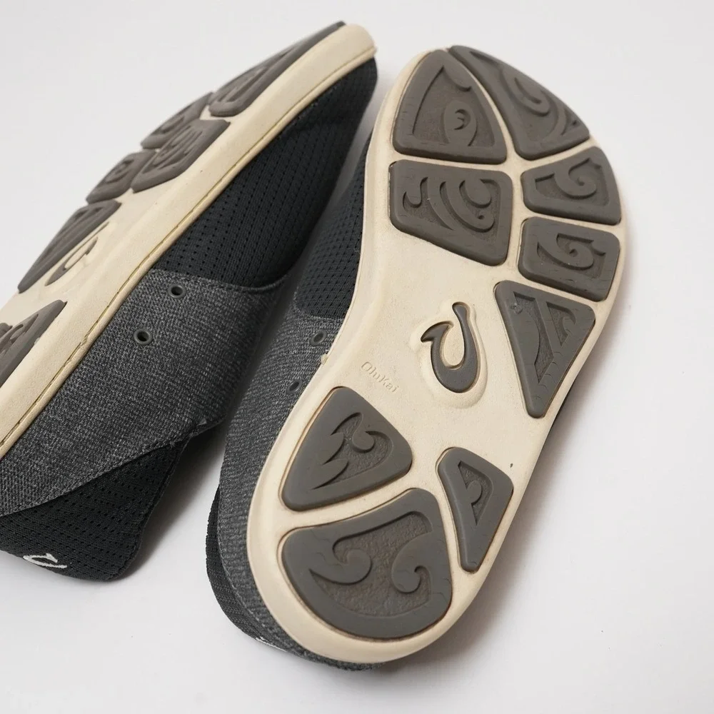 Olukai Men's Black/Grey Casual Lace-Up Shoe
